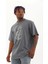 Unisex Oversize Taşlı Bisiklet Yaka T-Shirt - Füme 3