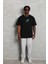 Unisex Oversize Baskılı Bisiklet Yaka T-Shirt - Siyah 3