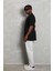 Unisex Oversize Baskılı Bisiklet Yaka T-Shirt - Siyah 4