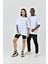 Unisex Basic Bisiklet Yaka Oversize T-Shirt - Beyaz 1