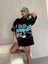 Unisex Baskılı Yarım Fermuarlı T-Shirt - Siyah 3