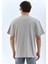 Unisex Oversize Taşlı Bisiklet Yaka T-Shirt - Gri 2