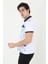 Erkek Yakalı Slim Fit Baskılı T-Shirt - Beyaz 3