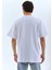 Unisex Oversize Taşlı Bisiklet Yaka T-Shirt - Beyaz 2