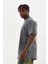 Unisex Baskılı Oversize T-Shirt - Füme 5