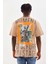 Unisex Baskılı Oversize T-Shirt - Bej 2