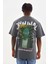 Unisex Baskılı Oversize T-Shirt - Füme 2