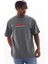 Unisex Baskılı Oversize T-Shirt - Füme 4