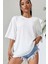Unisex Baskılı Oversize T-Shirt - Beyaz 2