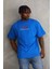 Unisex Baskılı Oversize T-Shirt - Mavi 1