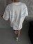 Unisex Bisiklet Yaka Baskılı Oversize T-Shirt - Beyaz 3