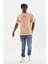 Unisex Baskılı Oversize T-Shirt - Bej 4
