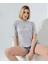 Unisex Bisiklet Yaka Baskılı Slim Fit T-Shirt - Boyalı Gri 1