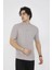 Unisex Bisiklet Yaka Slim Fit T-Shirt- Boyalı Gri 4