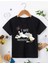 Kız Çocuk Bisiklet Yaka Baskılı T-Shirt - Siyah 1