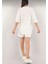 Kadın Unisex Nakış Işlemeli Şort Takım - Beyaz 4