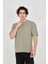 Unisex Jakar Kumaş Rahat Kol T-Shirt - Açık Yeşil 1