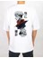 Unisex Bisiklet Yaka Baskılı Oversize T-Shirt - Beyaz 2