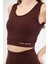 Kadın Fitilli Baskılı Crop - Bordo 4