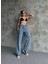 Kadın Palazzo Jeans Pantolon - Mavi 5