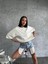 Unisex Düz Biskilet Yaka oversize T-Shirt - Beyaz 2
