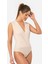 Kruvaze Yaka Kolsuz Çıtçıtlı Body 3502/BEJ 2