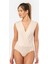 Kruvaze Yaka Kolsuz Çıtçıtlı Body 3502/BEJ 3