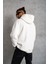 3 Iplik Kapşonlu Sweatshirt Hoodie - Beyaz 2