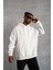3 Iplik Kapşonlu Sweatshirt Hoodie - Beyaz 4