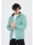 Unisex Tam Fermuarlı Kapşonlu Hırka - Mint Yeşili 3