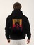 Unisex Baskılı Oversize Üç Iplik Kapüşonlu Sweatshirt - Siyah 2