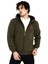Unisex Baskılı Tam Fermuarlı Kapşonlu Sweatshirt - Haki 1