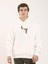 Unisex Baskılı Oversize Üç Iplik Kapüşonlu Sweatshirt - Beyaz 1