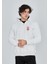 Unisex Baskılı Tam Fermuarlı Kapşonlu Sweatshirt - Beyaz 1