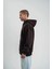 Double Oversize Kapşonlu Dijital Patchli Sweatshirt - Kahve 2