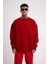 Unisex Biskilet Yaka Üç Iplik Sweatshirt - Kırmızı 1