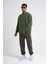 Unisex Biskilet Yaka Üç Iplik Sweatshirt - Haki 3
