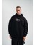 Üç Iplik Kapşonlu Dijital Patchli Sweatshirt - Siyah 1