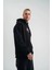 Üç Iplik Kapşonlu Dijital Patchli Sweatshirt - Siyah 3