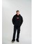 Double Oversize Kapşonlu Dijital Patchli Sweatshirt - Siyah 2