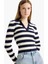 Coool Slim Fit Dar Kesim Polo Yaka Çizgili Kazak A2060AX25WN 1