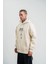 Üç Iplik Kapşonlu Dijital Patchli Sweatshirt - Krem 5