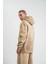 Unisex Double Oversize Kapşonlu Yıkamalı Sweatshirt - Bej 2