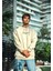 Oversize Bisiklet Yaka Baskılı Sweatshirt - Beyaz 1