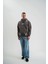 Double Oversize Kapşonlu Şimşek Pano Baskılı Sweatshirt - Füme 2