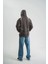 Double Oversize Kapşonlu Şimşek Pano Baskılı Sweatshirt - Füme 4