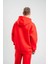 Unisex Double Oversize Kapşonlu Basic Sweatshirt - Kırmızı 4