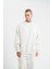 Unisex Uzun Kol Bisiklet Yaka Yıkamalı Sweatshirt - Beyaz 1