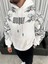 Kapşonlu Üç Iplik Baskılı Sweatshirt - Beyaz 1