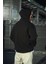 Üç Iplik Penye Kapşonlu Basic Sweatshirt - Siyah 2
